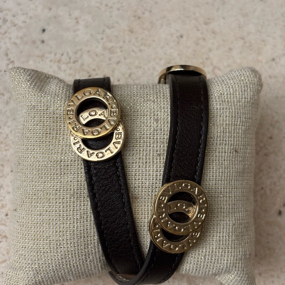 BVLGARI Authentic Brown Leather Wrap Bracelet - Picture 2 of 9